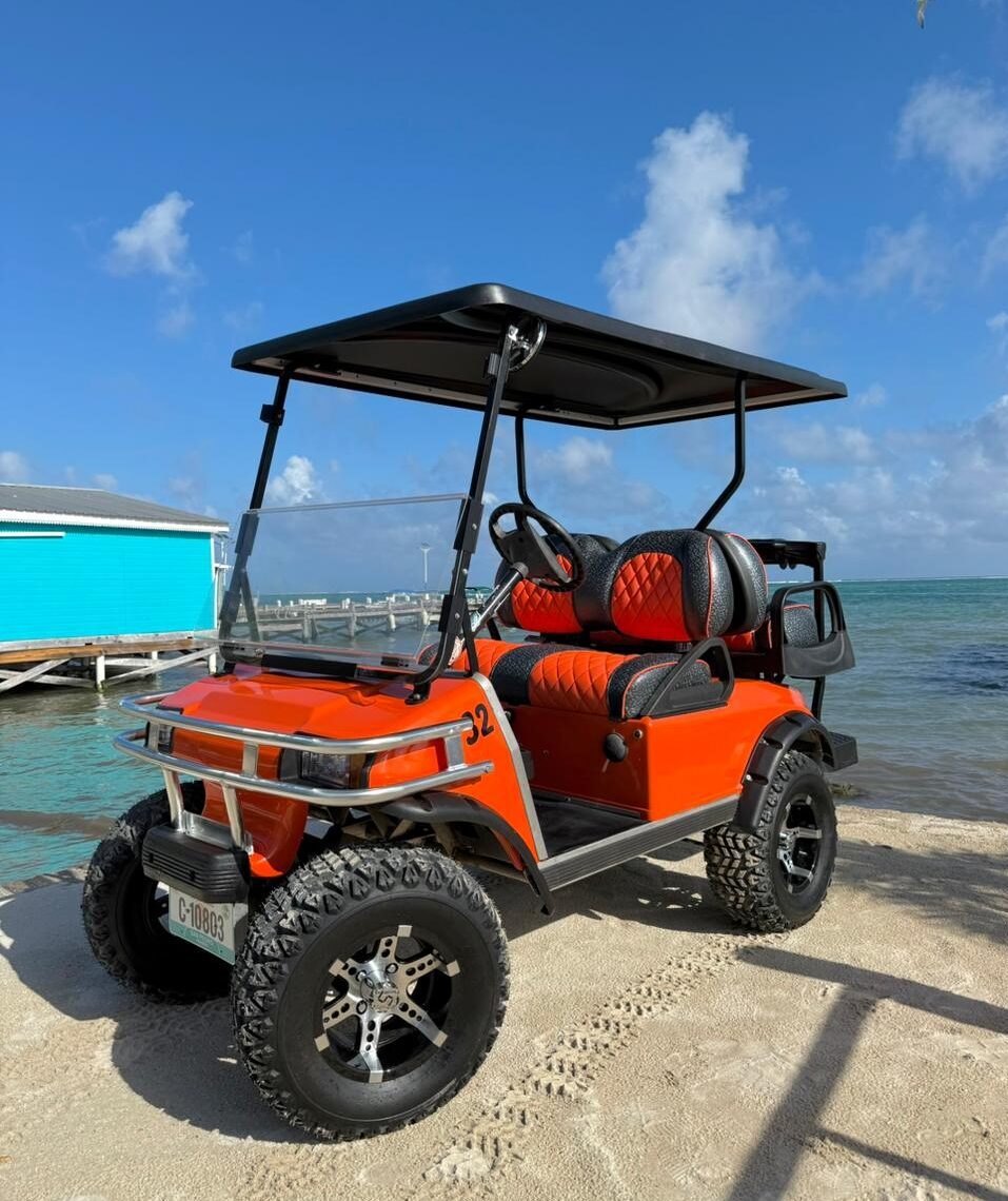 4 seater golf cart rental in San Pedro, Belize by Isla Pearl