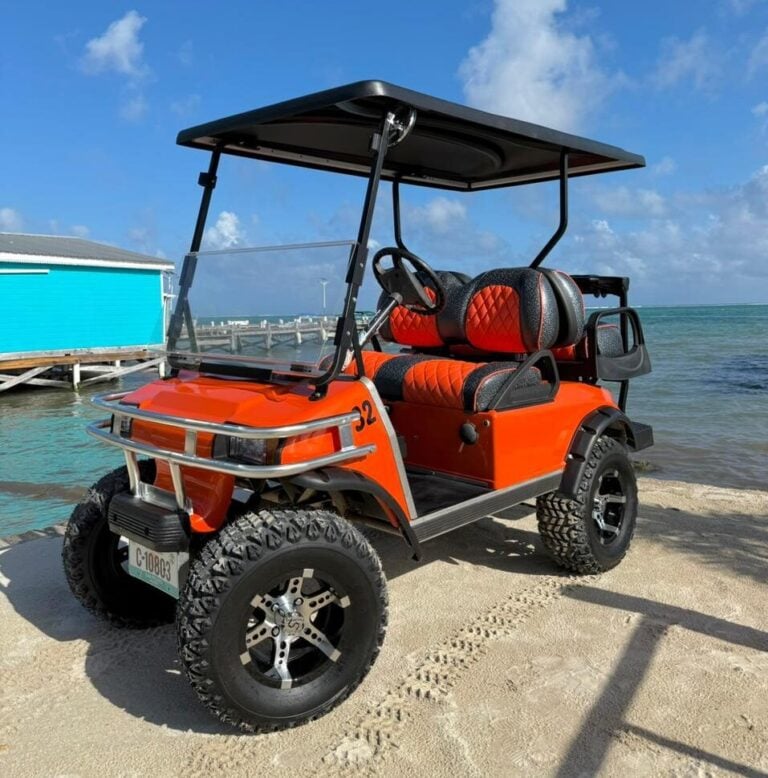 4 seater golf cart rental in San Pedro, Belize by Isla Pearl
