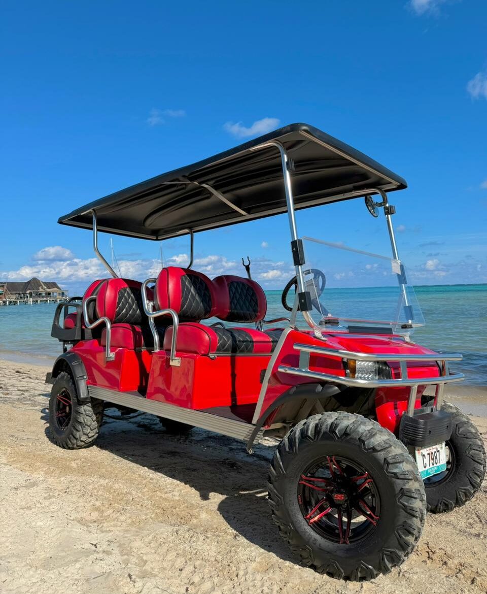 6 seater golf cart rental in San Pedro, Belize by Isla Pearl